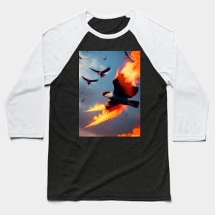 The Burning Bird Flying In Sky. Baseball T-Shirt